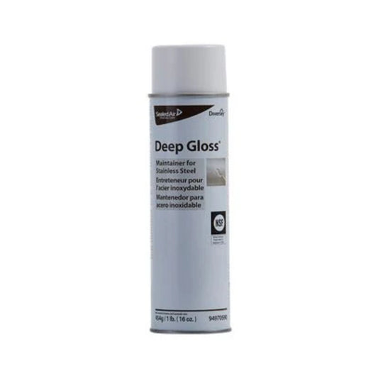 Lata de aerosol del abrillantador para acero inoxidable Deep Gloss de Diversey.