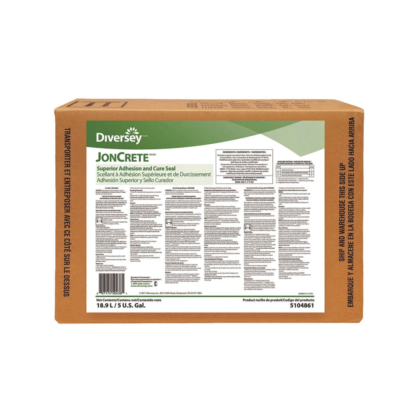 Caja o BIB (Bag-in-Box) de 18.9L del sellador para pisos de concreto y terrazo JonCrete Superior Adhesion.