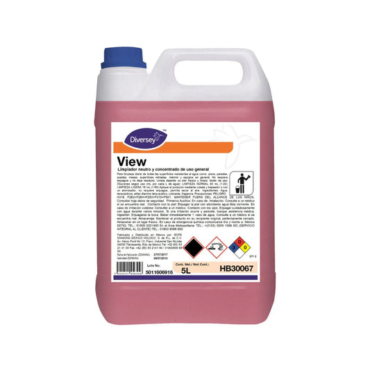 Envase de 5L del limpiador neutro concentrado View de Diversey.
