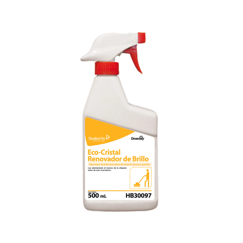 Envase de 5 litros del renovador de brillo para pisos de piedra Eco-Cristal Renovador de Diversey.
