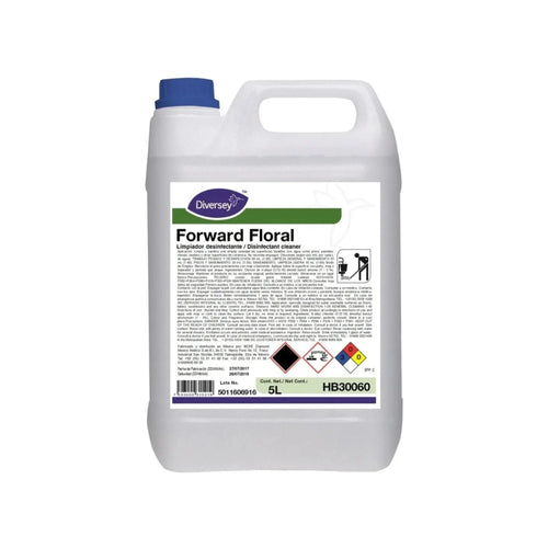 Envase de 5L del desinfectante y desodorizante de uso general Forward Floral de Diversey.