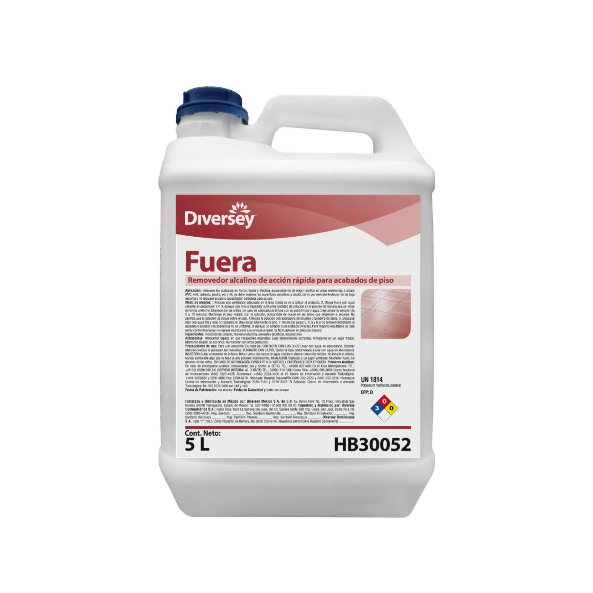 Envase de 5L del removedor de acabados para pisos de acción rápida Fuera de Diversey.