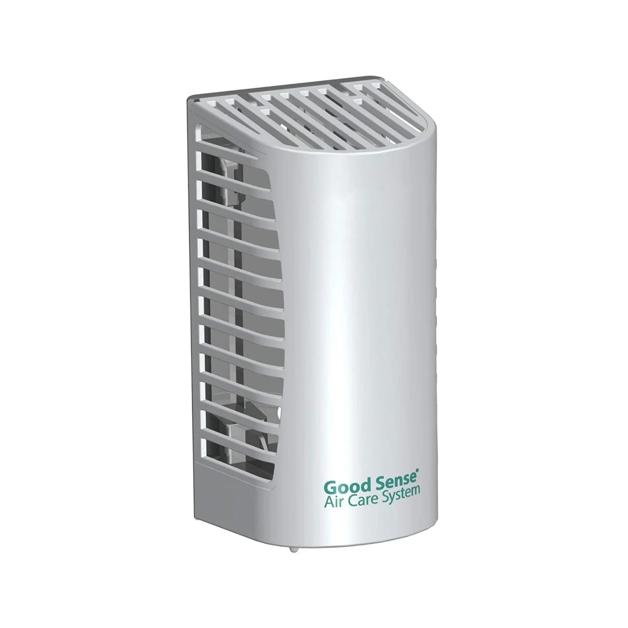 Dispensador de pared Good Sense 60 Days instalado en un pasillo de hotel, mostrando su diseño discreto.