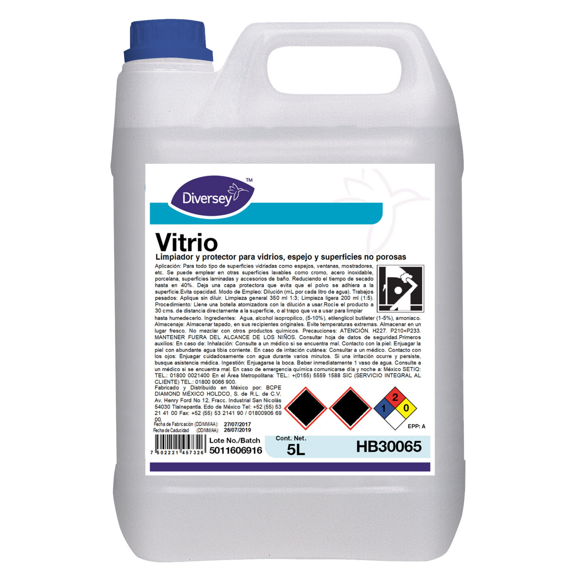 Limpiador y Protector para Vidrios Vitrio Diversey 5L