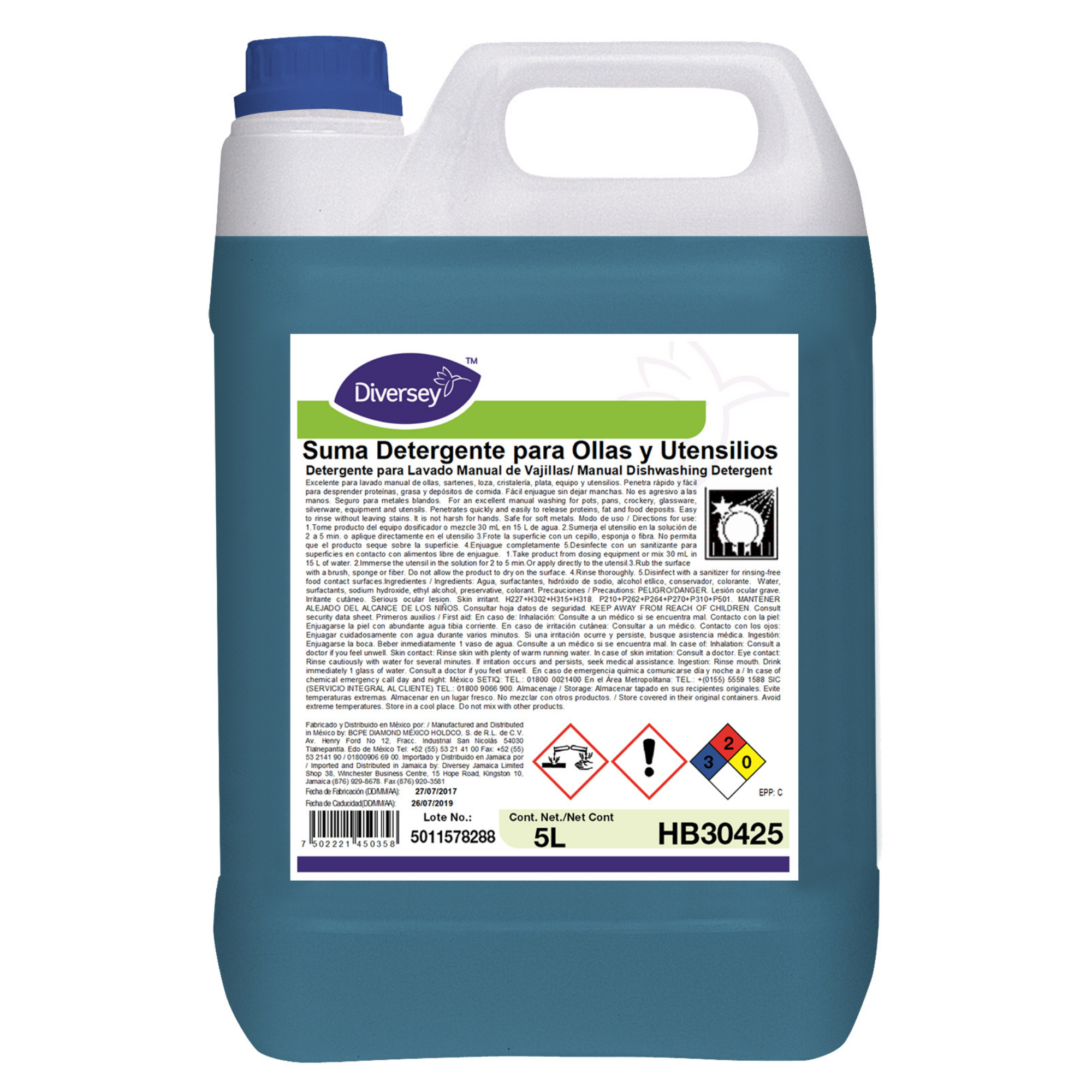 Detergente para Ollas y Utensilios Diversey HB30425