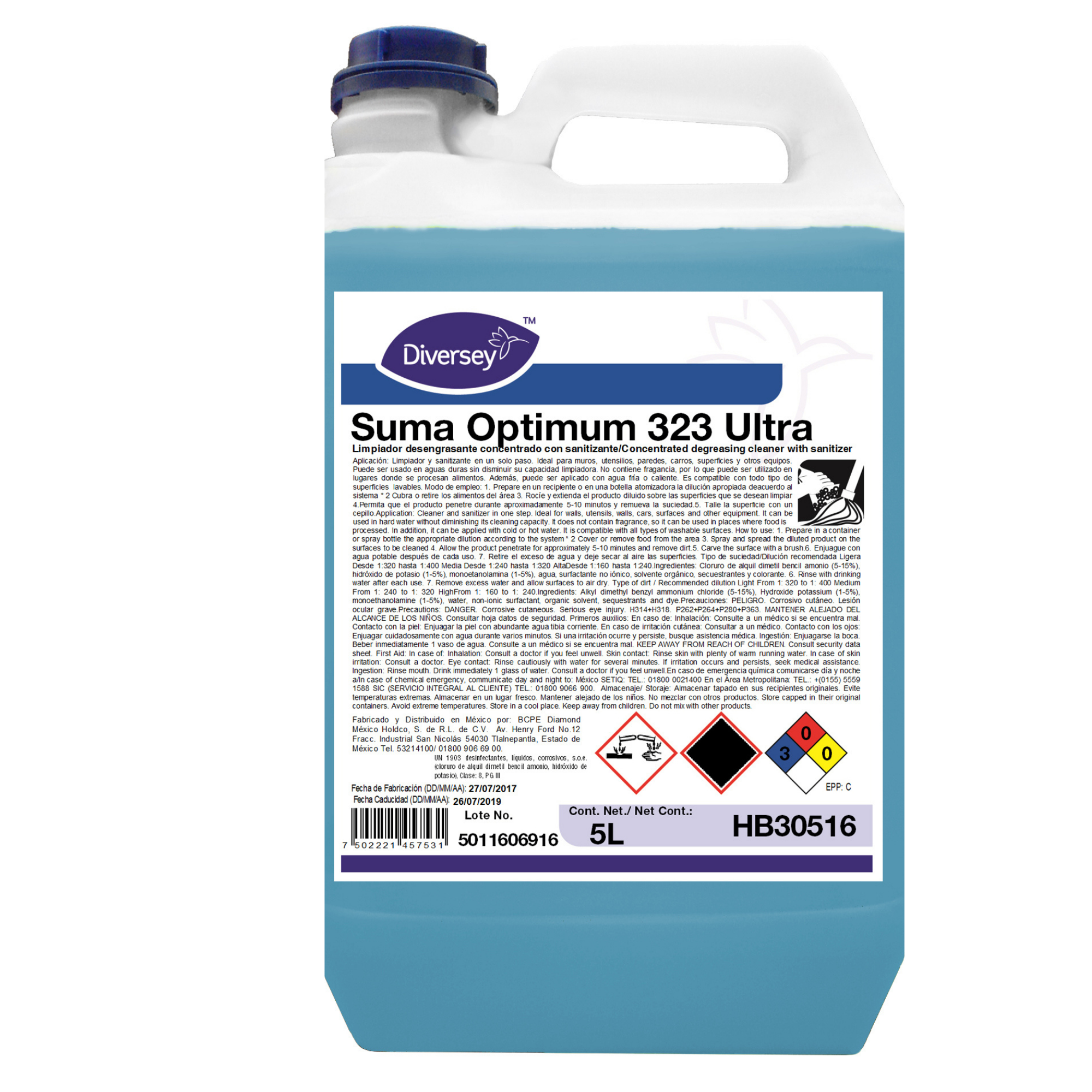 Detergente Desengrasante Suma Optimum 323 Ultra 4x5L Diversey HB30516