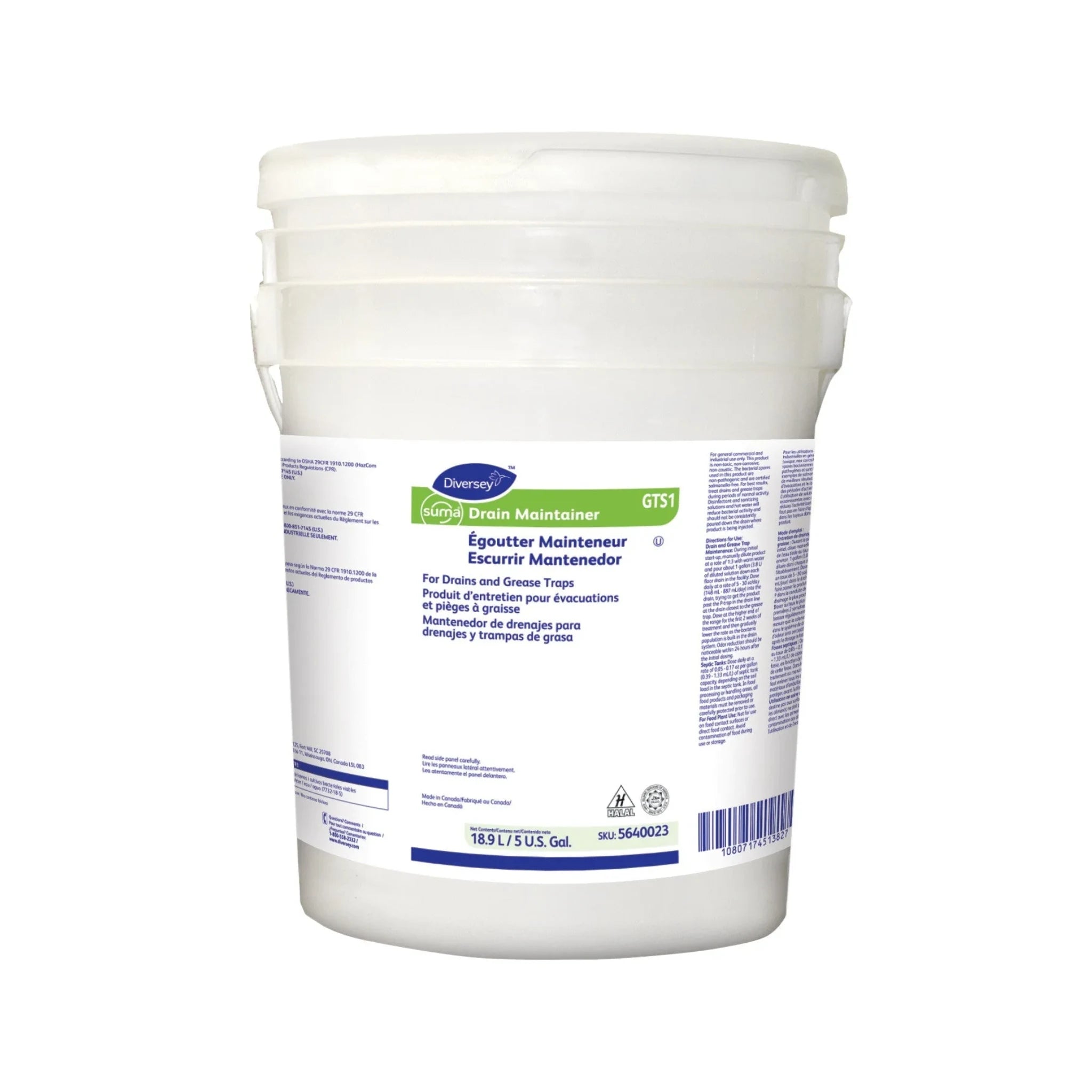 Balde de 19Kg del digestor para trampas de grasa Suma Drain Maintainer GTS1 de Diversey.