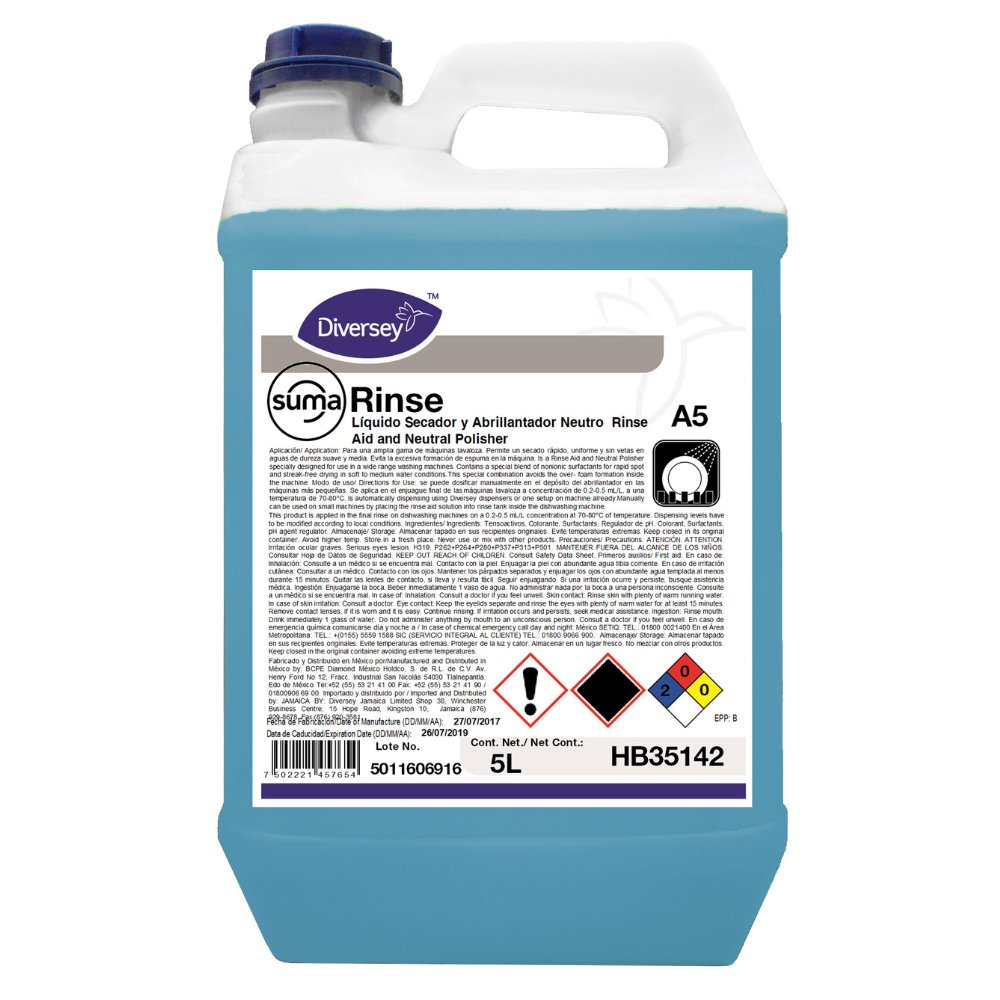 Suma Rinse | Abrillantador y Auxiliar de Secado para Lavaloza | HB35142