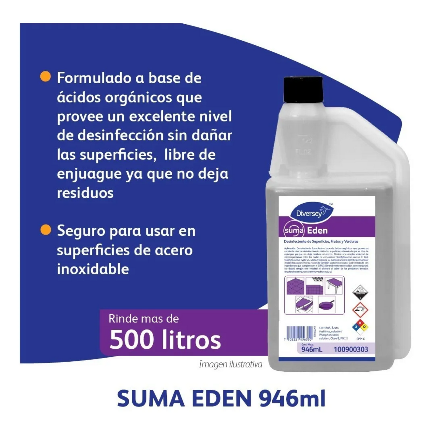 Suma Eden Sanitizante para Frutas y Verduras base ácido láctico